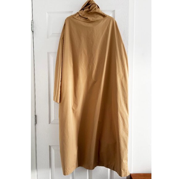 THE ROW "Balsa" Draped Cotton-Poplin Midi Dress in Sand, size Small (fits S-L) - Picture 11 of 12